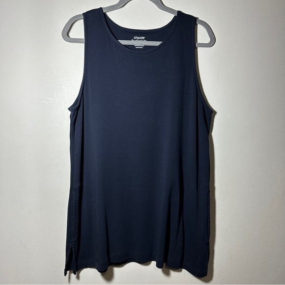 Chico's Tops - Chico's Navy Sleeveless Pima Cotton Pocket Tunic Women's Top Size 3 (XL)